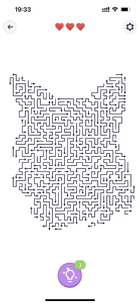 Tap Arrows Gallery: Brain Game - A logic puzzle game screen with interconnected arrows forming a cat shape