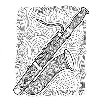 Explore the sophisticated blend of music and art with this Zentangle Bassoon coloring page, perfect for teens seeking a detailed and calming creative challenge. Each intricate pattern invites a mindful coloring experience, transforming the classic instrument into a unique work of art.