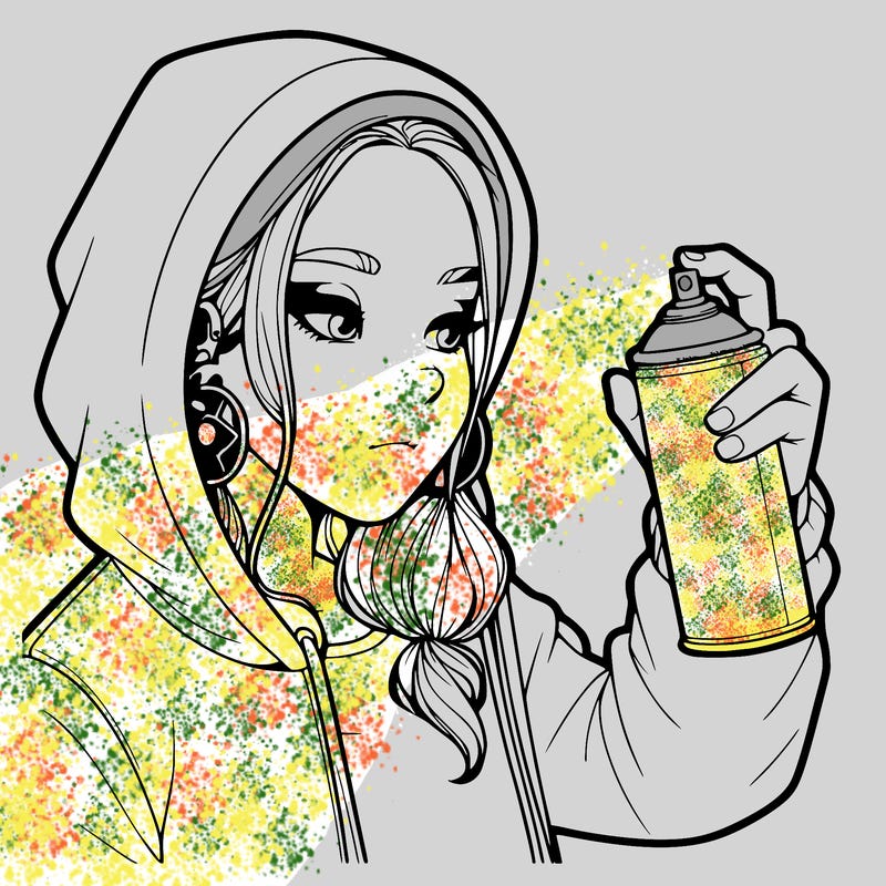 a realistic girl, spray painting