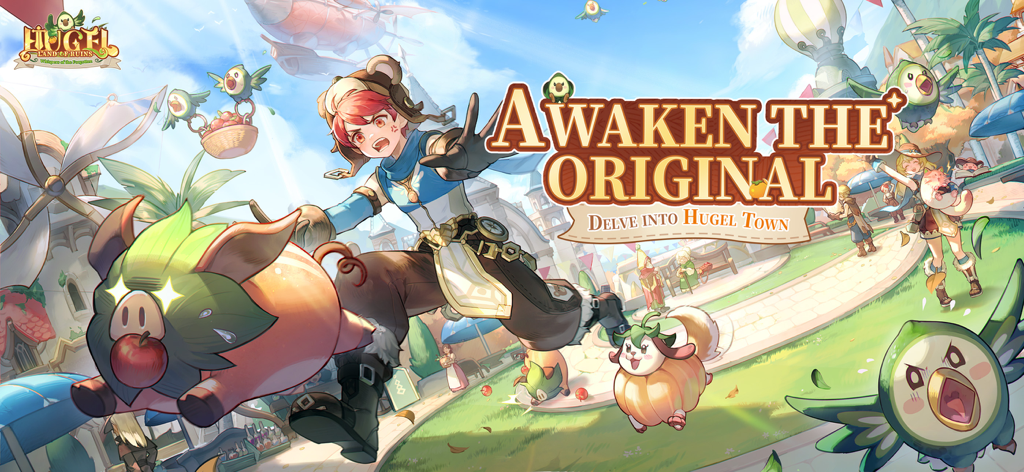 Ragnarok Origin: ROO - 애니메이션 캐릭터와 귀여운 몬스터가 등장하는 휴겔 마을 확장팩의 라그나로크 오리진 ROO 홍보 아트