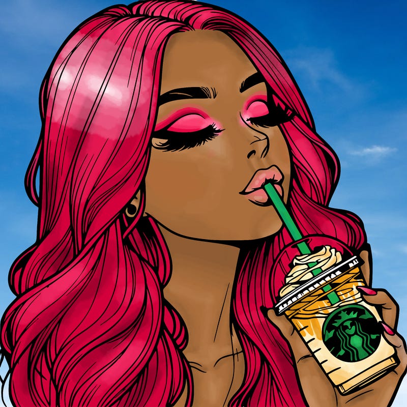 realistic girl drinking starbucks