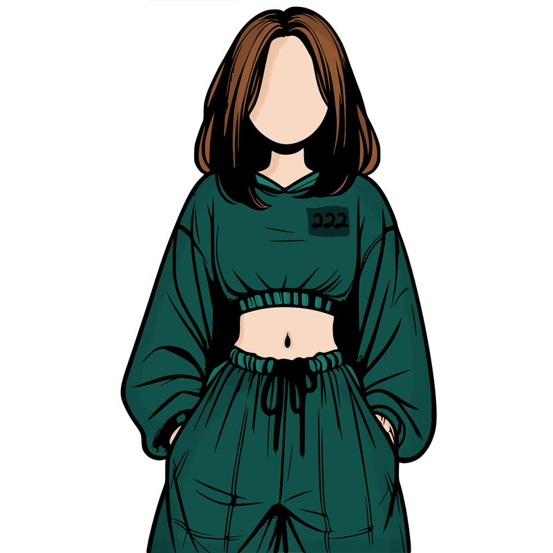 realistic girl faceless with baggy pants and a crop top