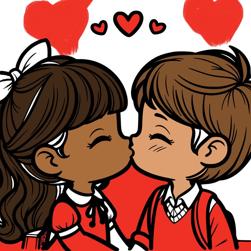 boy and girl kissing
