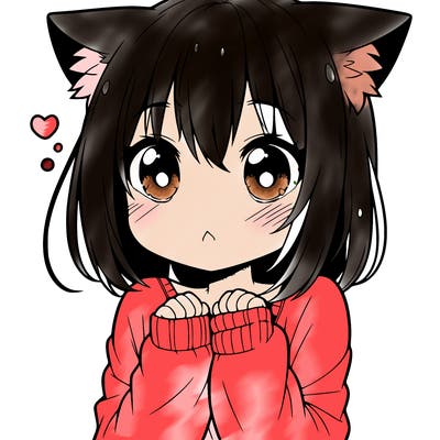 shy anime catgirl