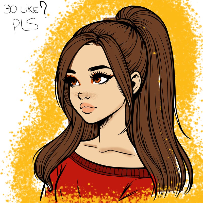 realistic girl with a high ponytail