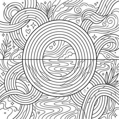 Explore the mesmerizing beauty of reflection rainbows with this intricate coloring page designed specifically for teens. Filled with complex patterns, serene water elements, and trendy details, it offers a challenging yet rewarding artistic experience.