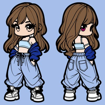 girl in crop top and baggy pants