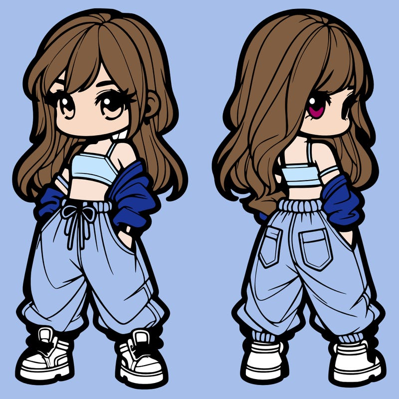 girl in crop top and baggy pants