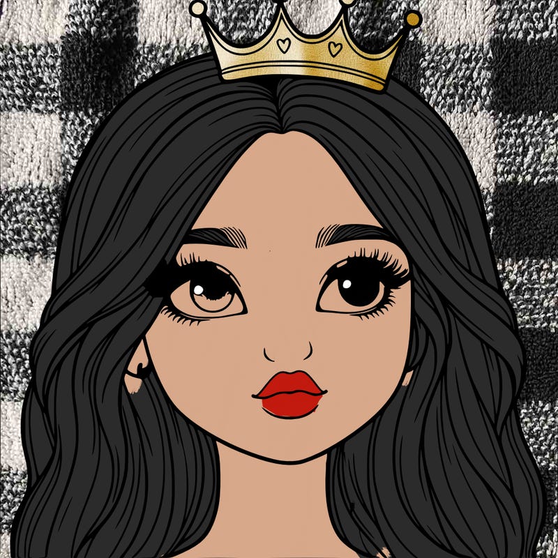 a realistic girl with a crown on