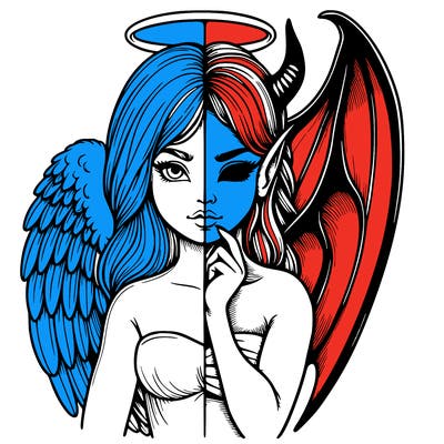 realistic angel half demon