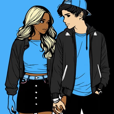 realistic teen couple holing hands