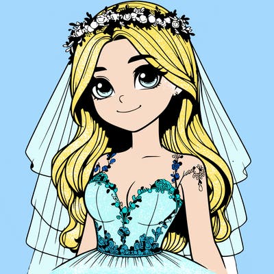 realistic girl in a wedding dress