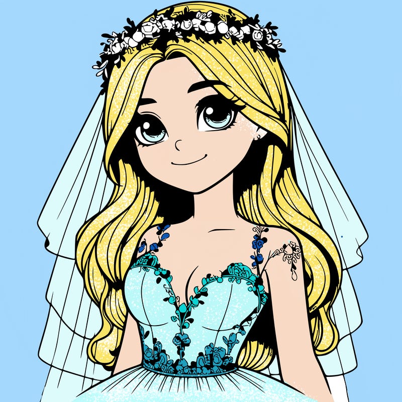 realistic girl in a wedding dress