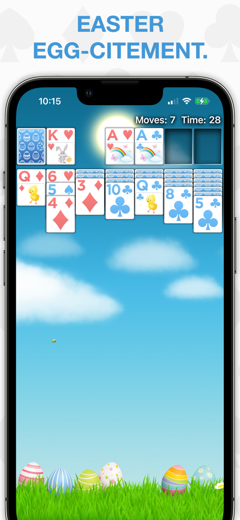 Real Solitaire Pro - Real Solitaire Pro game screen showing an Easter holiday theme with bunny and chick card designs