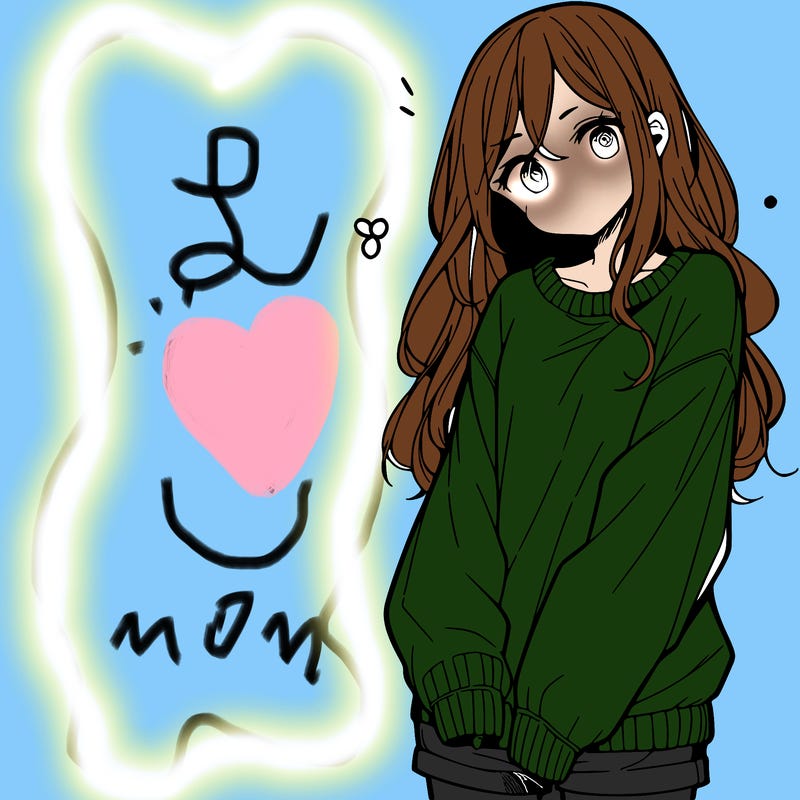 manga teen girl  in a sweater and baggy pants