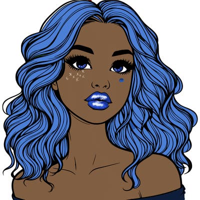 realistic girl with wavy hair and lips