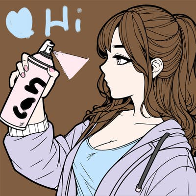 a realistic girl spray, painting