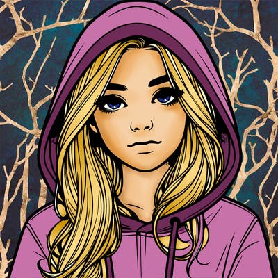 realistic girl with a hoodie