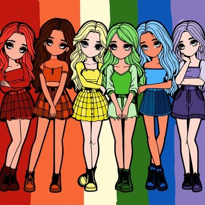 a group of girls realistic