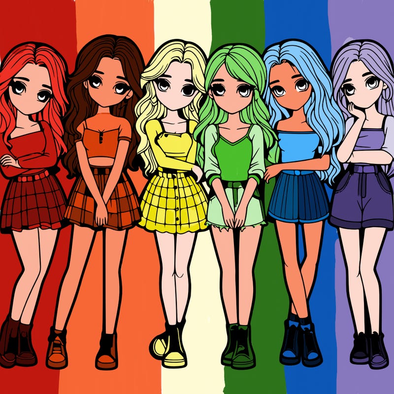 a group of girls realistic