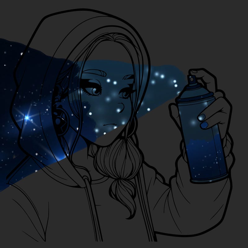 a realistic girl, spray painting