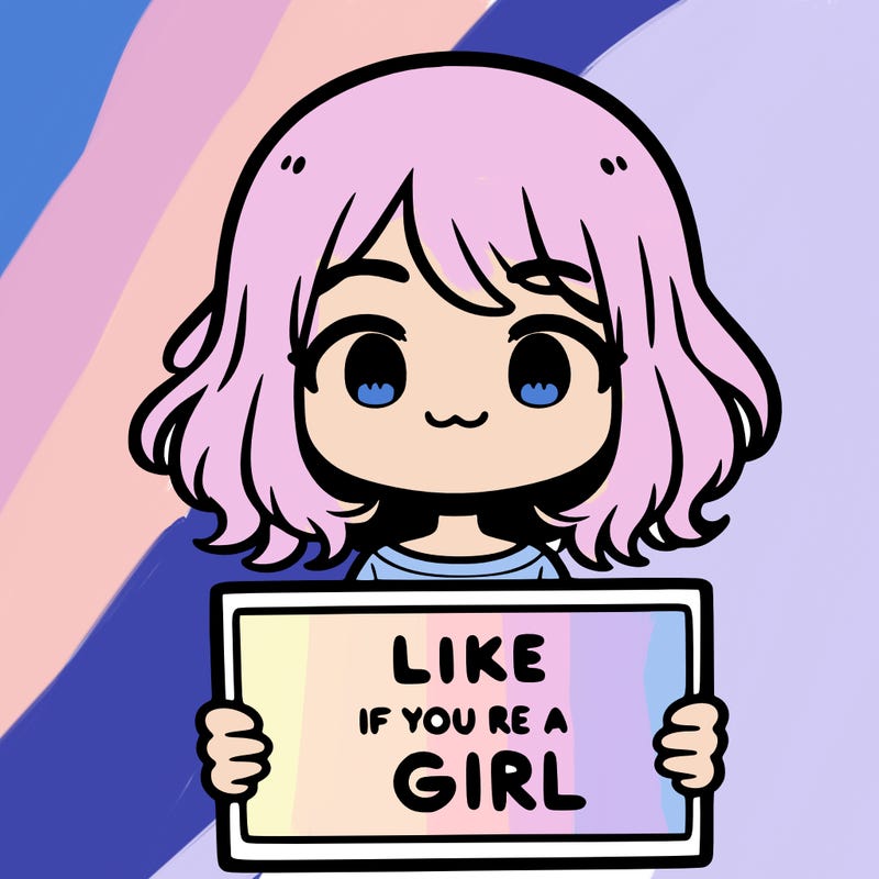 a cute girl holding a sign that says like if you’re a girl