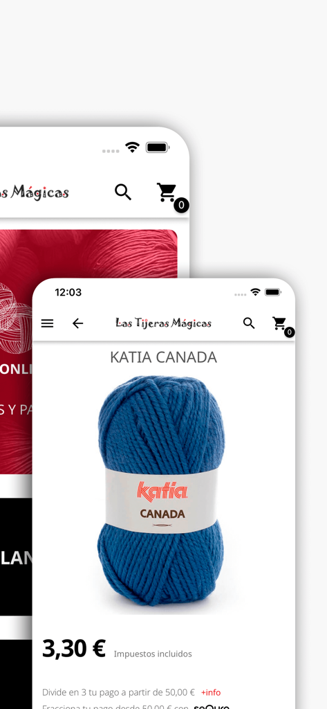 Las Tijeras Mágicas - Ovillo de lana azul Katia Canada mostrado en la app de compras Las Tijeras Magicas