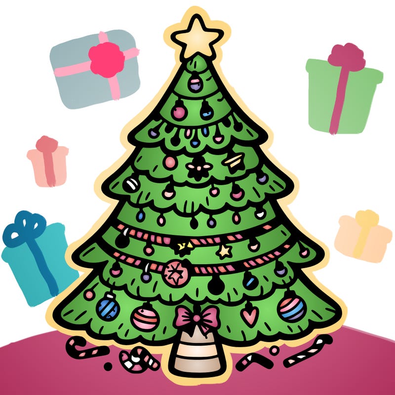 christmas tree with lots of details