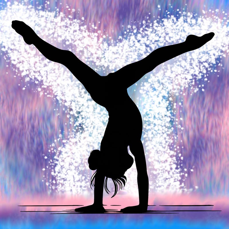 realistic gymnastic hand stand girl in four splits