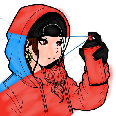 a realistic girl, spray painting