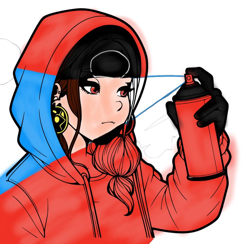 a realistic girl, spray painting