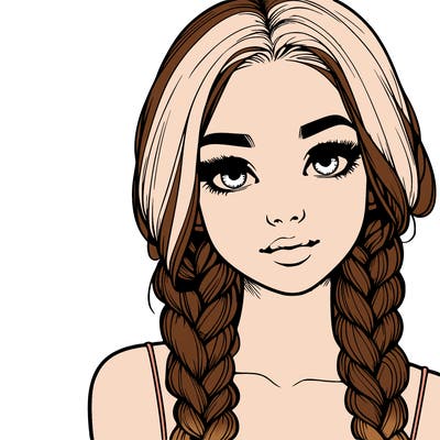 realistic girl with braids