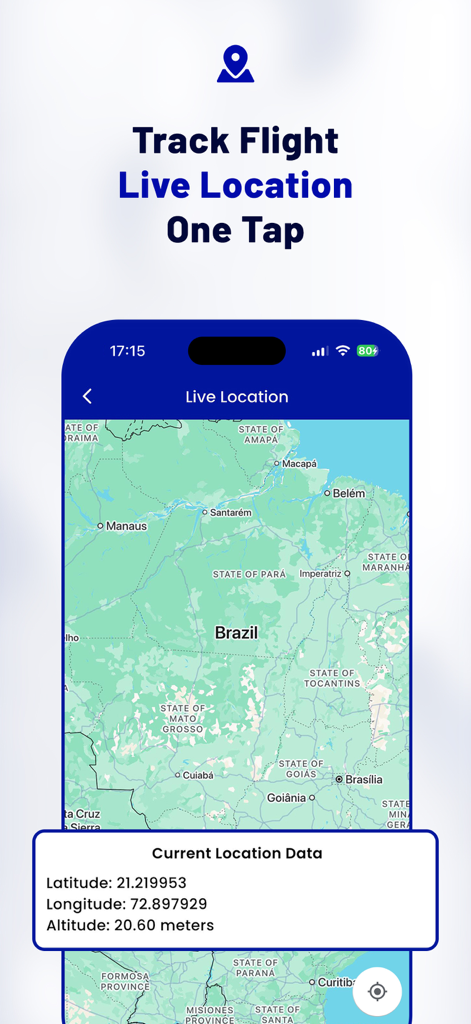 Flight Tracker - Radar - Mappa del localizzatore di voli in tempo reale che mostra la posizione attuale con dati di latitudine, longitudine e altitudine