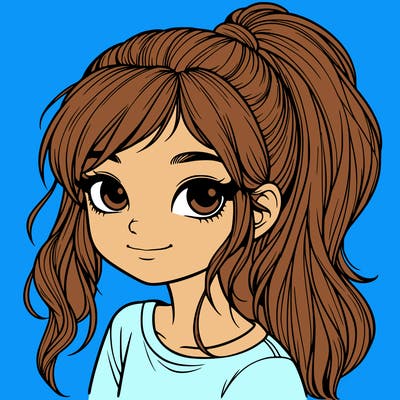 realistic girl with ponytail