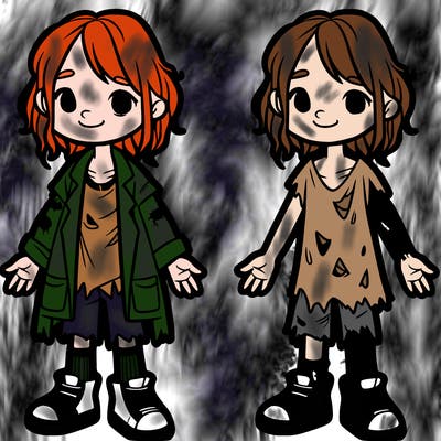 a homeless girl wearing some ripped up clothes