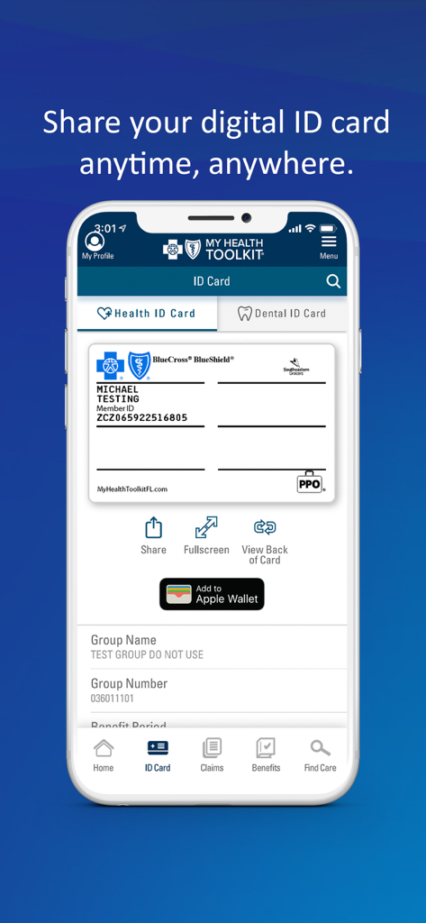 Digital health insurance ID card on a smartphone screen