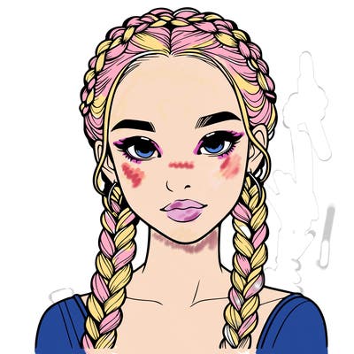 realistic girl with braids