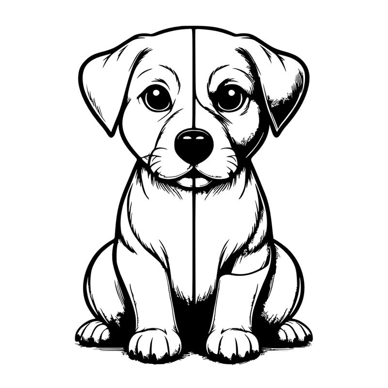 realistic split in half dog drawing