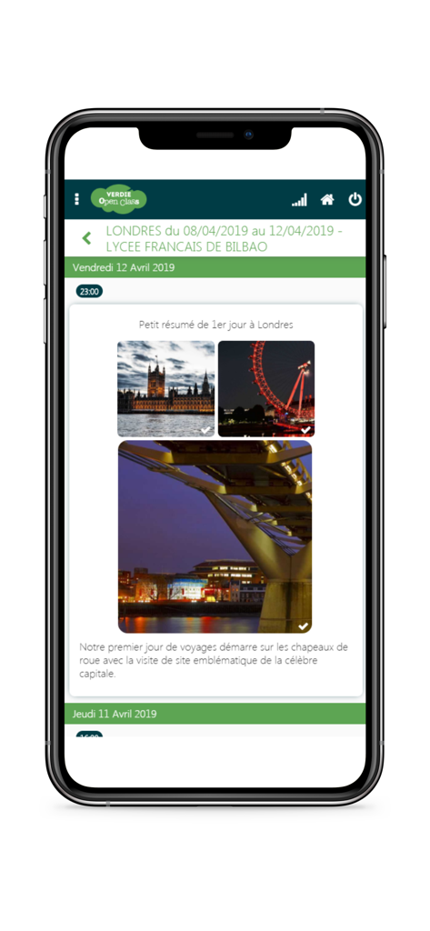 GLOB - GLOB mobile app interface showing travel photos and updates from a London trip