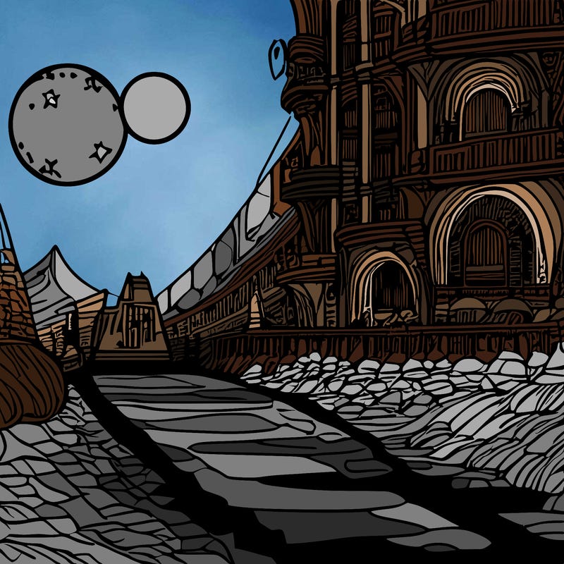 fantasy city on the moon