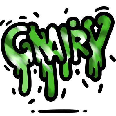 a word that has gnarly on it dripping