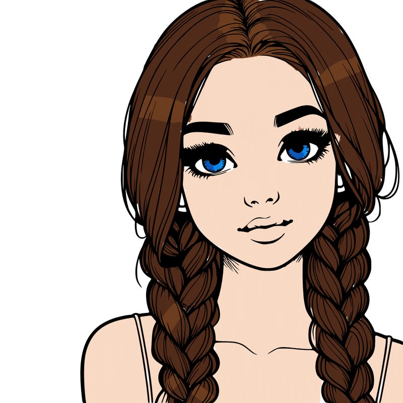 realistic girl with braids