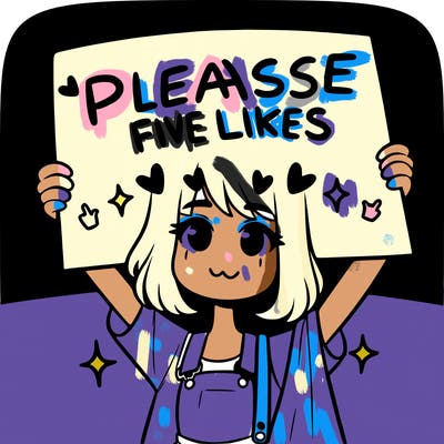 a girl holding up a sign that says please five likes