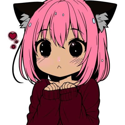 shy anime catgirl