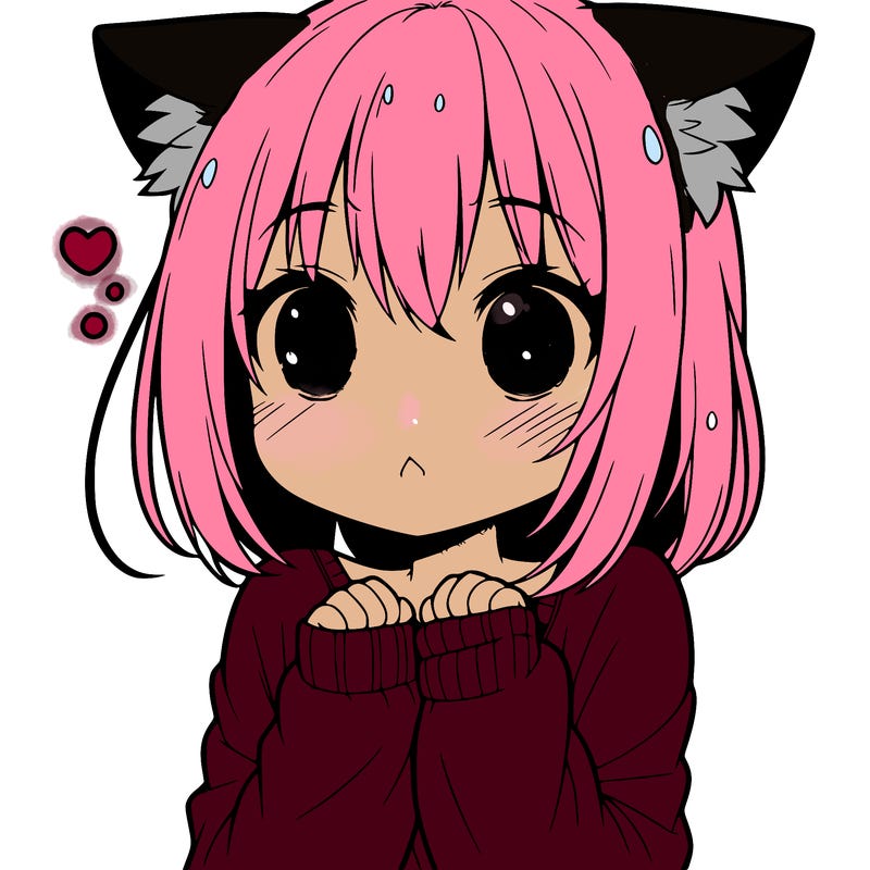 shy anime catgirl