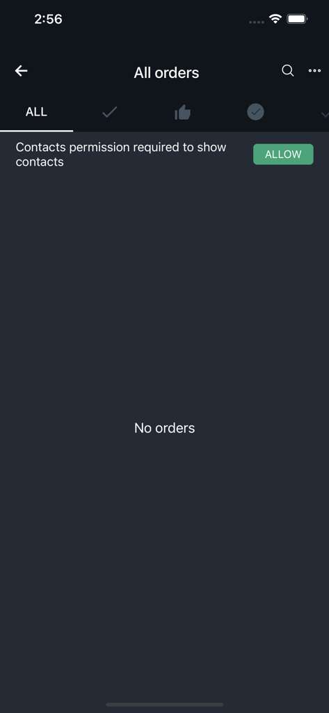 QuickSell Digital Cataloguing - Order management dashboard on the QuickSell mobile app.