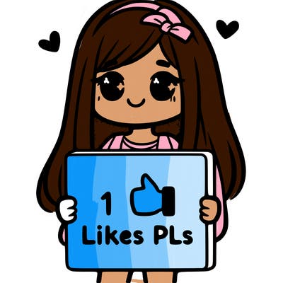 girl holding a sign saying 10 likes pls