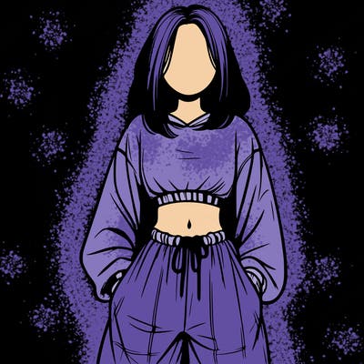 realistic girl faceless with baggy pants and a crop top