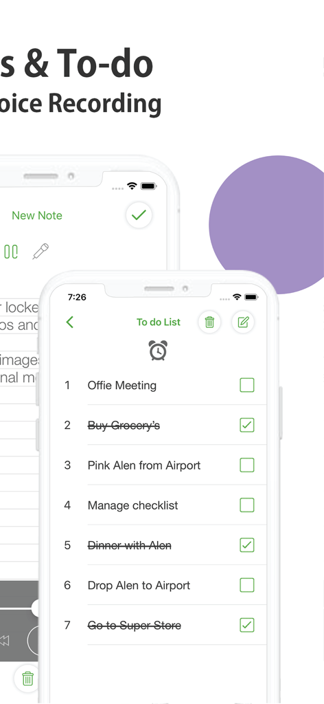 Smartphone screen showing a private to-do list and notes interface within a secure calculator vault app.