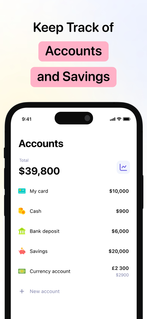 Panel de la aplicación BASE que muestra múltiples cuentas financieras y el saldo total